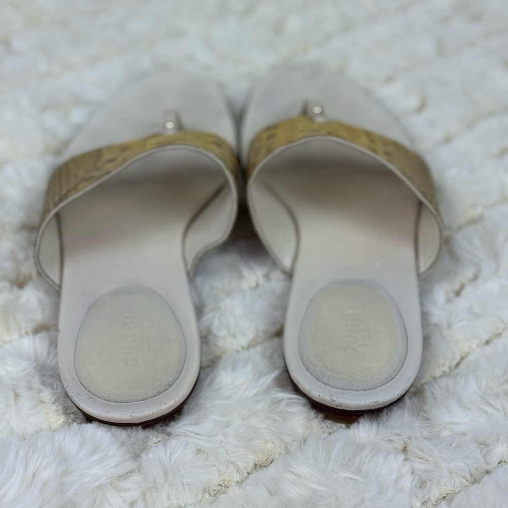 Gucci Gold Snake Skin Metallic Sandals Size 8 1/2 - Picture 6 of 10